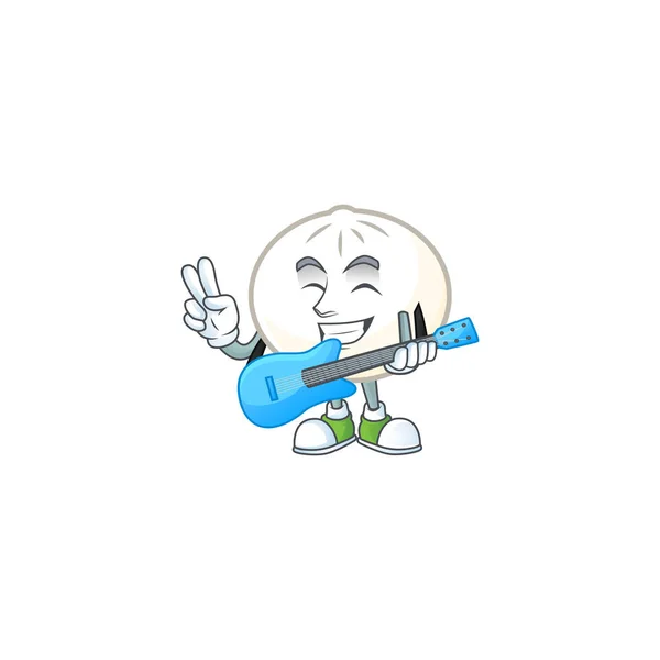 A mascot of white hoppang performance with guitar — 스톡 벡터