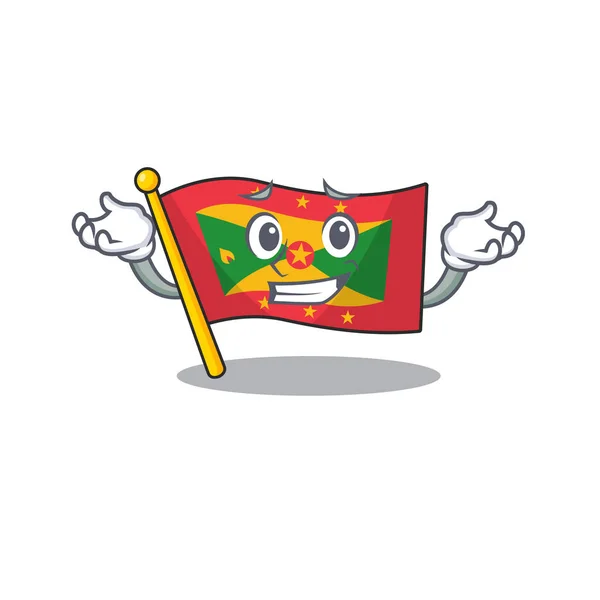Bonito e fresco Grinning bandeira granada Scroll mascote estilo cartoon —  Vetores de Stock