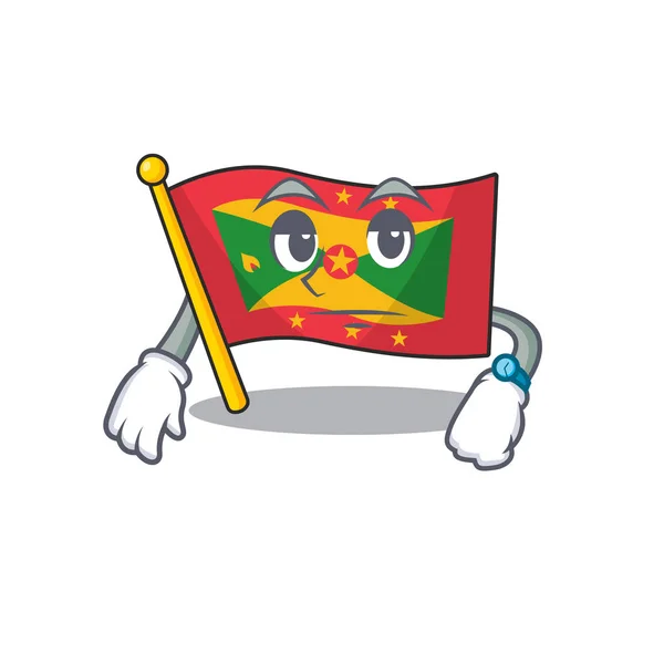 Wachtende gebaar vlag grenada Scroll op cartoon karakter ontwerp — Stockvector