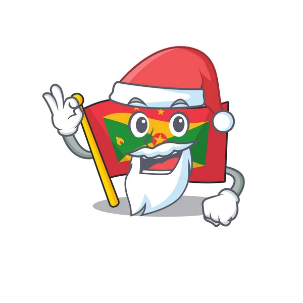 Santa drapeau grenade Scroll dessin animé personnage design avec ok doigt — Image vectorielle