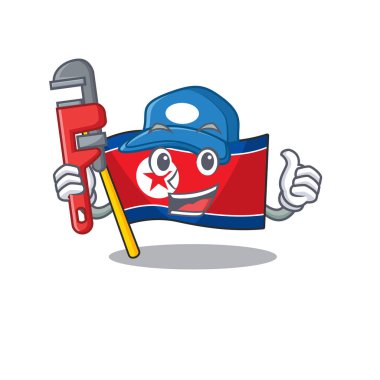 Akıllı Tesisatçı bayrağı Kuzey Kore Çizgi film karakter tasarımı üzerine parşömen