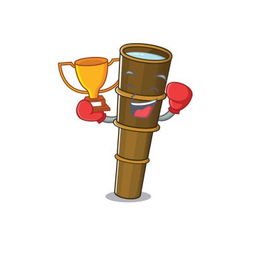 Süper havalı Boks Şampiyonu teleskop Çizgi film tasarımında kaydırma