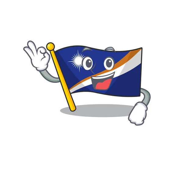 Bandera marshall island Diseño de la mascota del pergamino haciendo un gesto Okay — Archivo Imágenes Vectoriales