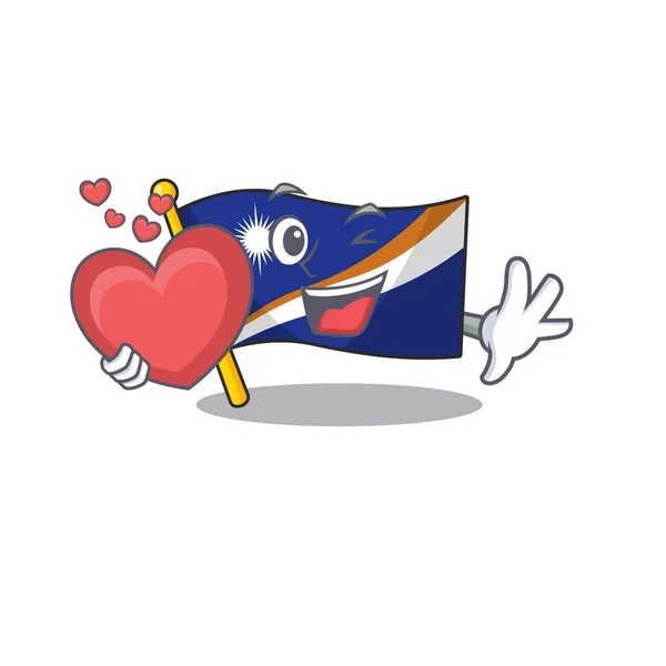 Funny Face flag marshall island Personaje de dibujos animados con corazón — Archivo Imágenes Vectoriales