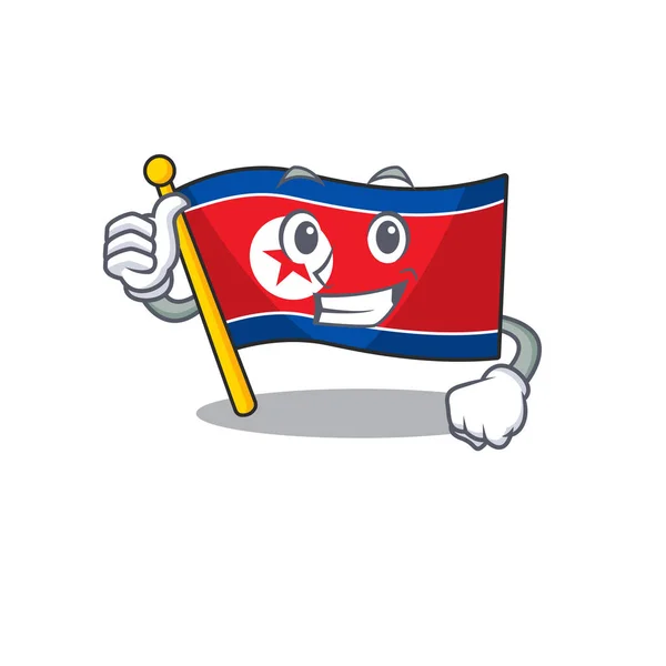 Une image de drapeau nord coréen Scroll habillé comme un super héros — Image vectorielle