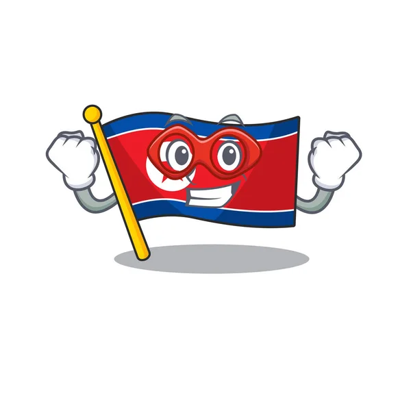 Una foto de la bandera de Corea del Norte Pergamino vestido como un superhéroe — Archivo Imágenes Vectoriales