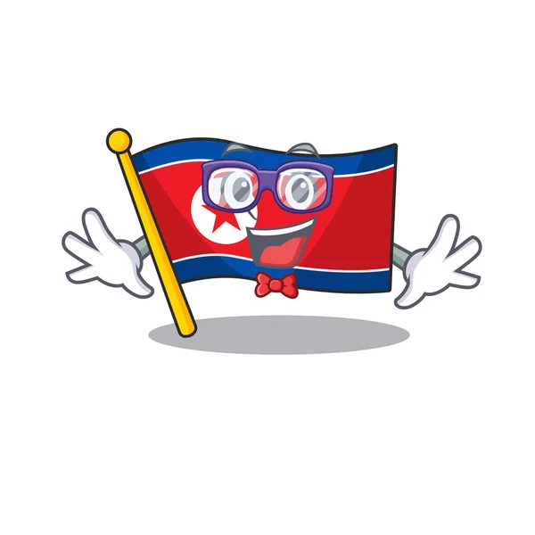 Super Grappige Geek vlag Noord-Korea Scroll stripfiguur ontwerp — Stockvector