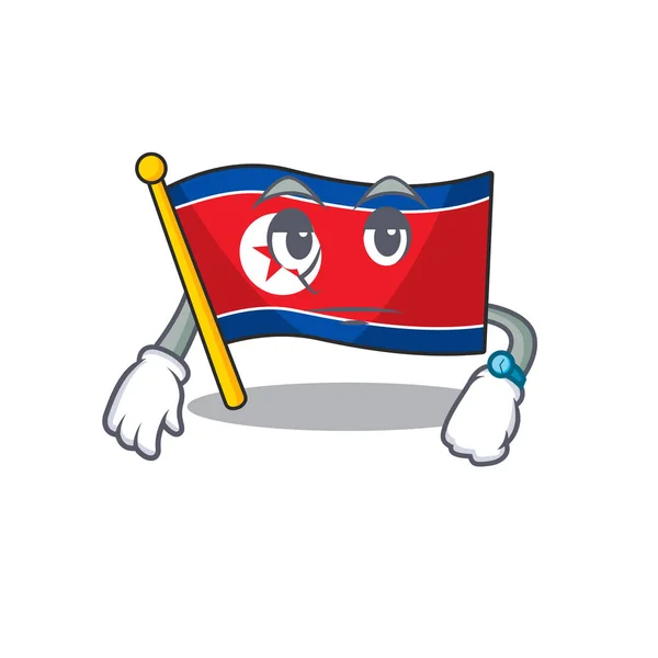 Wachtende gebaar vlag Noord-Korea Scroll op cartoon karakter ontwerp — Stockvector