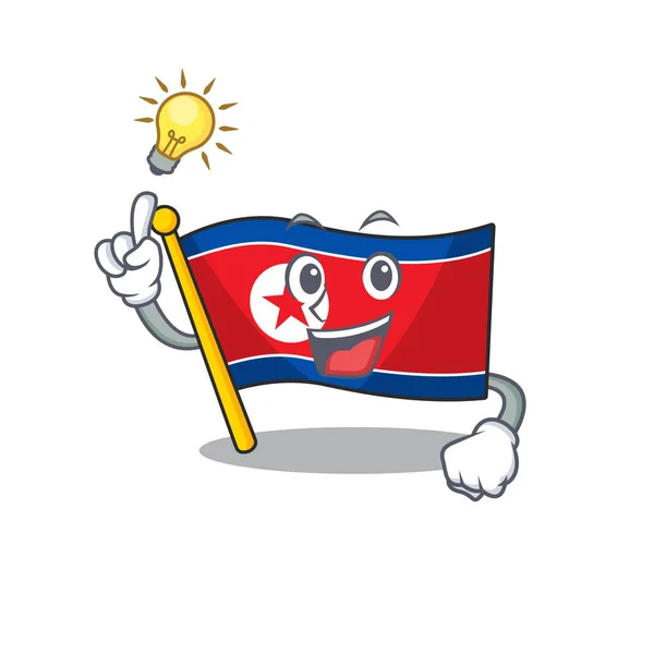 Heb een idee vlag Noord-Korea Scroll cartoon karakter ontwerp — Stockvector