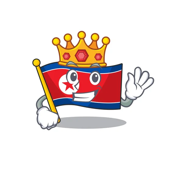Прапор Північної Кореї Scroll Стилізований король на дизайні персонажів мультфільмів — стоковий вектор