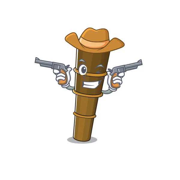 Telescope Scroll mascot performed as a Cowboy with guns — 스톡 벡터