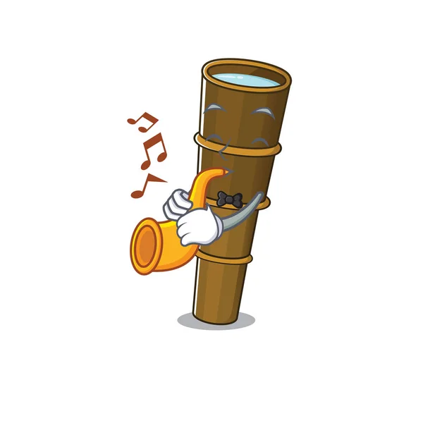 Telescope Scroll cartoon character design performance with trumpet — 스톡 벡터