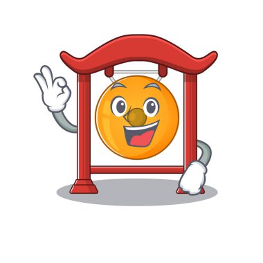 Çin gongu maskot tasarımı tamam bir jest yapıyor