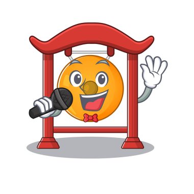 Şirin bir çizgi film. Mikrofonla Çin gongu parşömeni söylüyor.