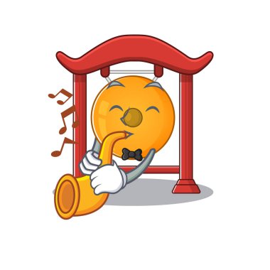 Çin gong Scroll karakter tasarım performansı trompet ile