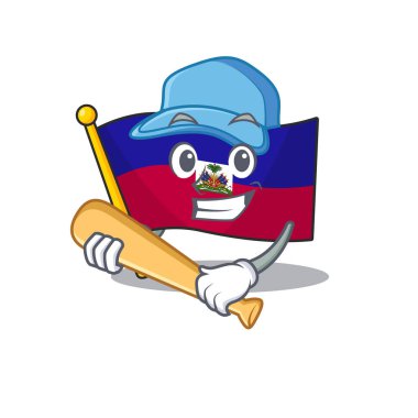 Havalı bayrak Haiti Beyzbolla çizgi film karakteri tasarımı