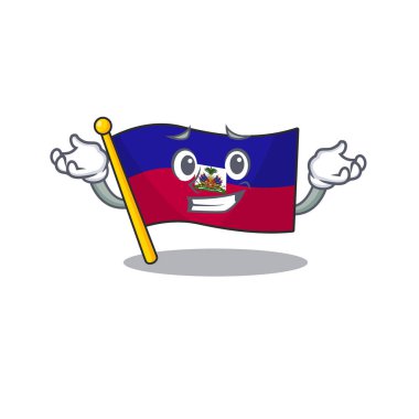 Sevimli ve havalı sırıtan bayrak Haitiscroll maskot tarzı