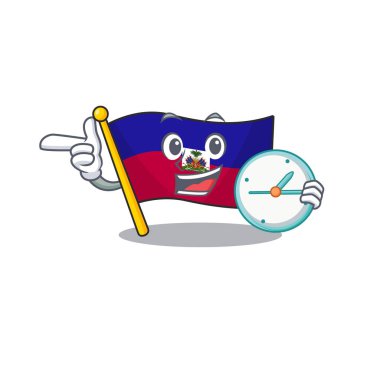 gülümseyen bayrak Haiti Çizgi film karakteri tarzı saat