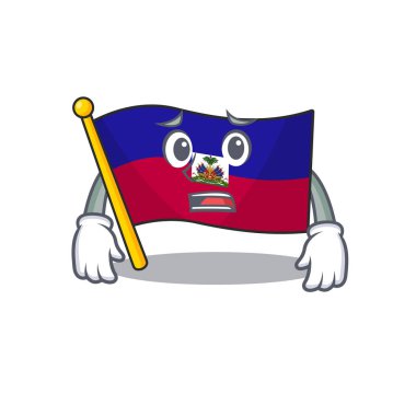 Haiti bayrağının maskotu. Parşömen korkmuş yüz ifadesi gösteriyor.