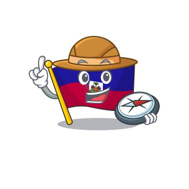Flag Haiti Parşömeni Bir pusula ile stilize Explorer