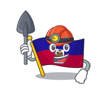 Kendine güvenen Miner bayrağı Haiti Çizgi film karakteri tasarımı