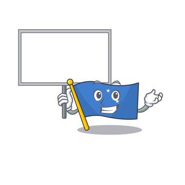 Bayrak mikronezyası Sevimli çizgi film karakteri bir tahta getir