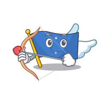 Sevimli bayrak mikronezyası Oklu ve kanatlı Cupid çizgi film karakteri