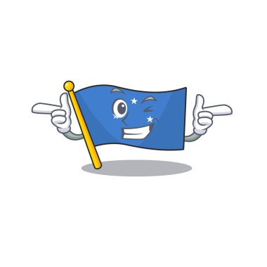 Bayrak mikronezyası Maskot çizimi Wink Eye ile