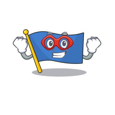 Süper kahraman gibi giyinmiş mikronezya bayrağının resmi.