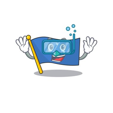 Dalış gözlüğü takan mikronezya parşömenli bir maskot.