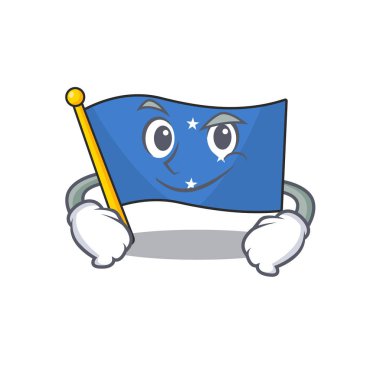 Havalı bayrak mikro parşömen maskot karakteri sırıtan surat