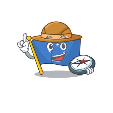 Bayrak mikronezyası Parşömeni Bir pusula ile stilize Explorer