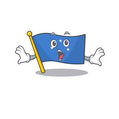 Bayrak mikronezyası Parşömeni Çizgi film karakteri tarzında sürpriz bir hareket