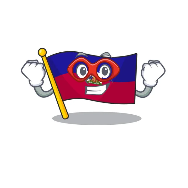 A kép a zászló haiti Scroll öltözött, mint egy szuperhős — Stock Vector