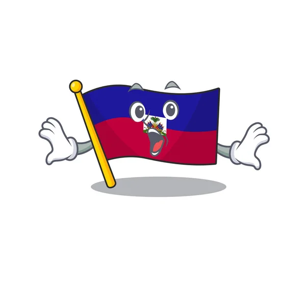 Vlag Haïti Scroll Verrast gebaar op tekenfilm karakter stijl — Stockvector