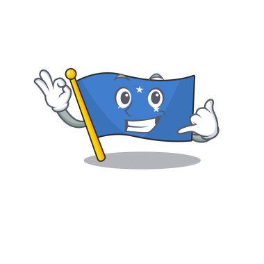 Bana sevimli yüz bayrağı mikronezya parşömen maskot çizgi film tasarımı de.