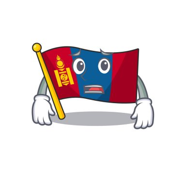 mascot of flag mongolia Scroll showing afraid look face