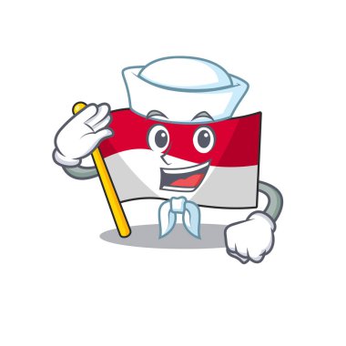An icon of flag monaco Scroll Sailor cartoon character wearing hat