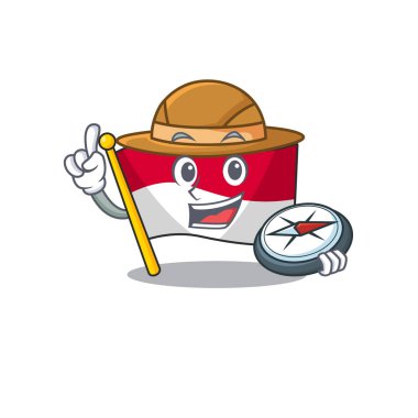 Bayrak monaco parşömeni Bir pusula ile stilize Explorer