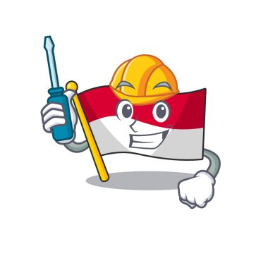 Akıllı otomotiv bayrağı monako parşömeni çizgi film karakter tasarımında sunulmuştur