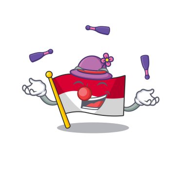 Havalı bayrak monaco Scroll maskot stili hokkabazlık yapıyor.