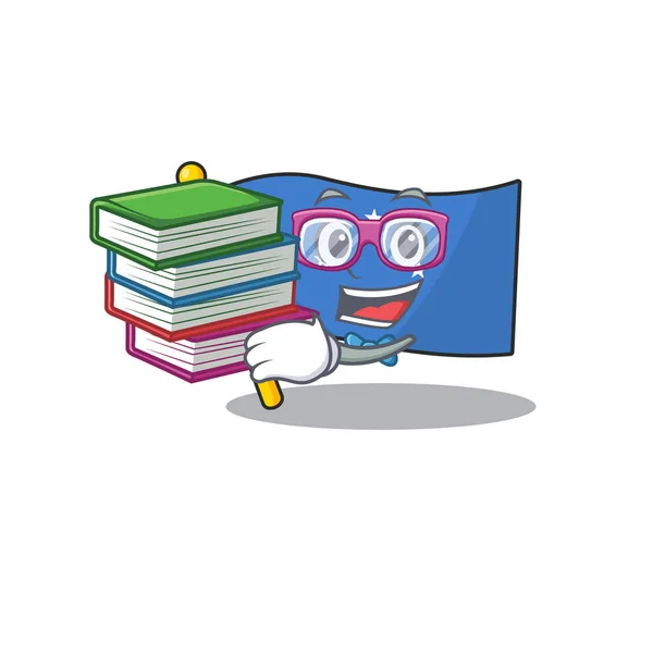 Smart Student flagga micronesia Bläddra maskot tecknad med bok — Stock vektor