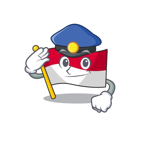 Flag monaco Scroll Cartoon mascot style as a Police officer — Stock vektor
