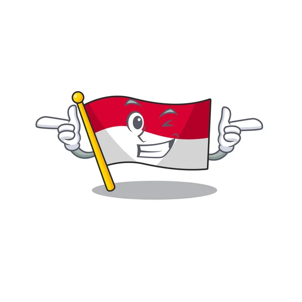 Bandera monaco Scroll mascota diseño de dibujos animados con ojo guiño — Vector de stock