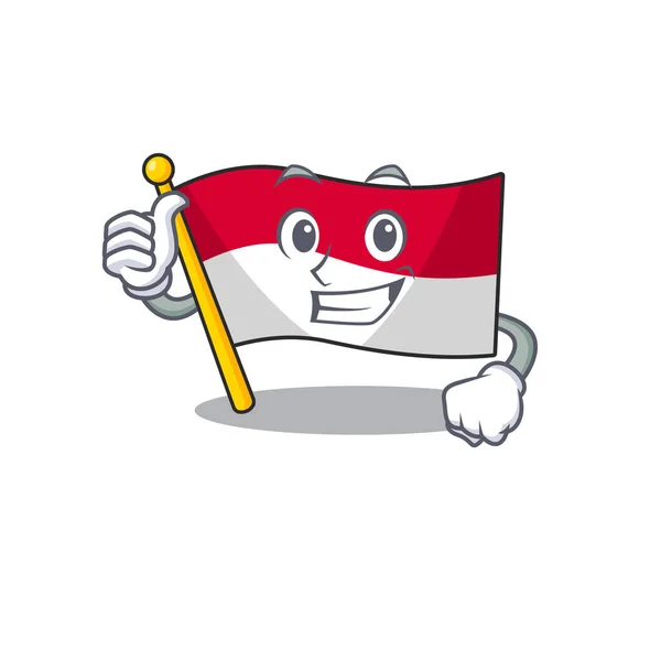 Smiley mascot of flag monaco Scroll making Thumbs up gesture — 스톡 벡터