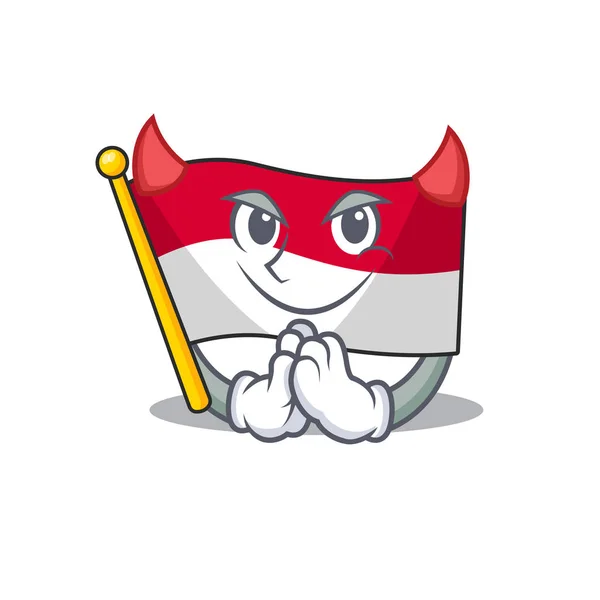 Devil Cartoon character of flag monaco Scroll design — 스톡 벡터