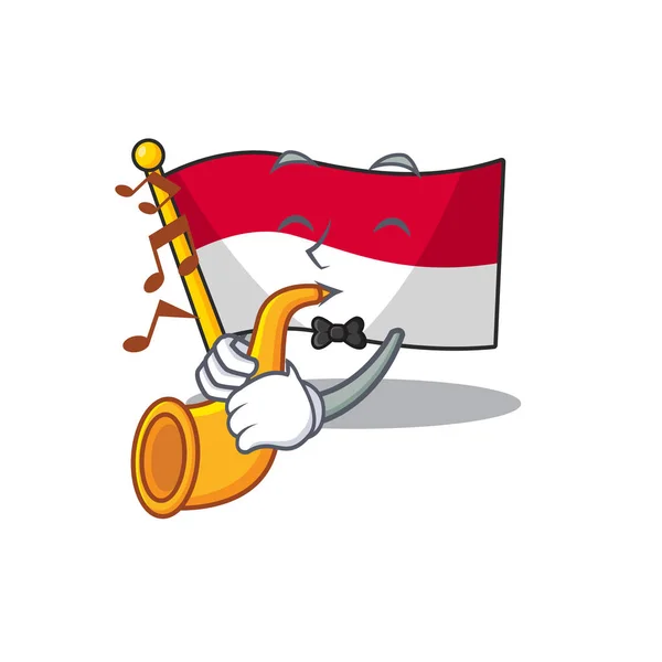 Zászló monaco Scroll rajzfilm karakter design teljesítmény trombita — Stock Vector