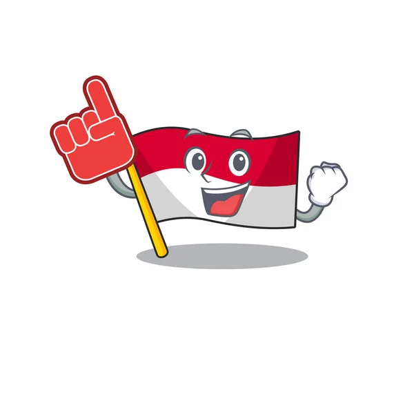 Flag monaco Scroll mascot cartoon style with Foam finger — 스톡 벡터