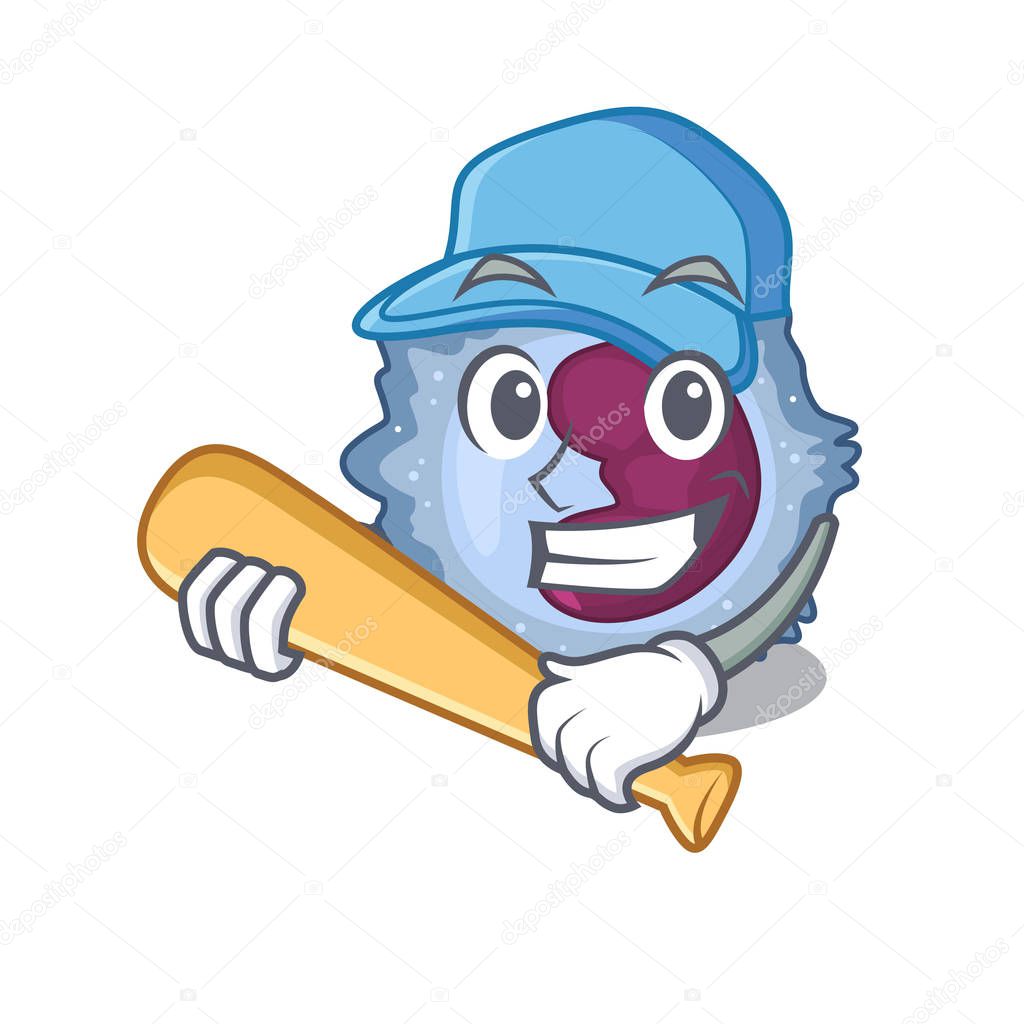 Sporty monocyte cell cartoon character design with baseball