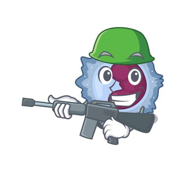 Monosit hücre ordusunun makineli tüfekli bir çizgi filmi.